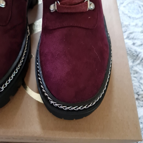 Charlotte Russe Maroon Suede Combat Boots Sz 8 - Picture 6 of 10